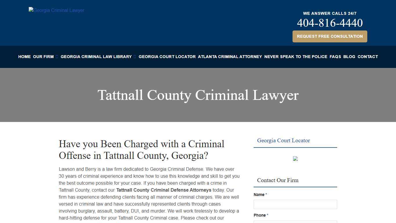 Tattnall County Criminal Lawyer Georgia Criminal Lawyer